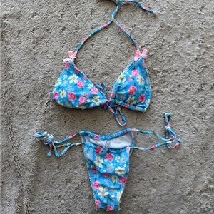 Floral Blue Bikini Set